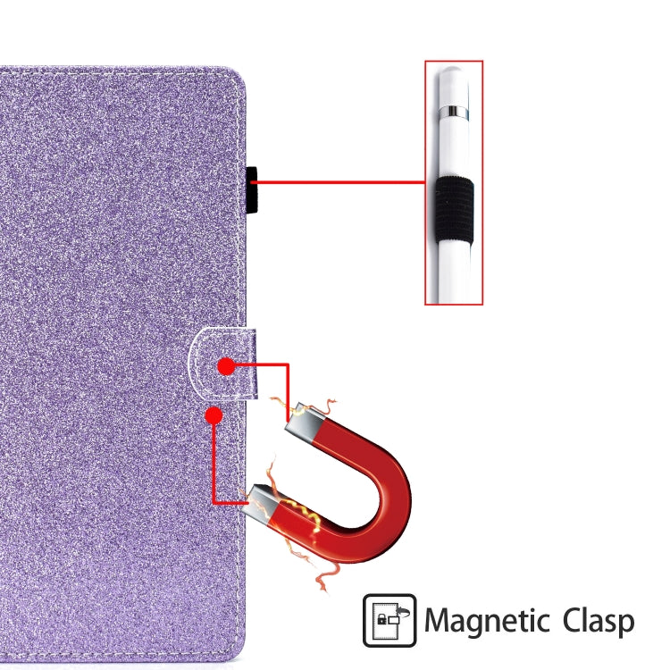 For Samsung Galaxy Tab A9 Glitter Powder Smart PU Tablet Case with Sleep / Wake-up Function(Purple) - Galaxy Tab A9 by buy2fix | Online Shopping UK | buy2fix