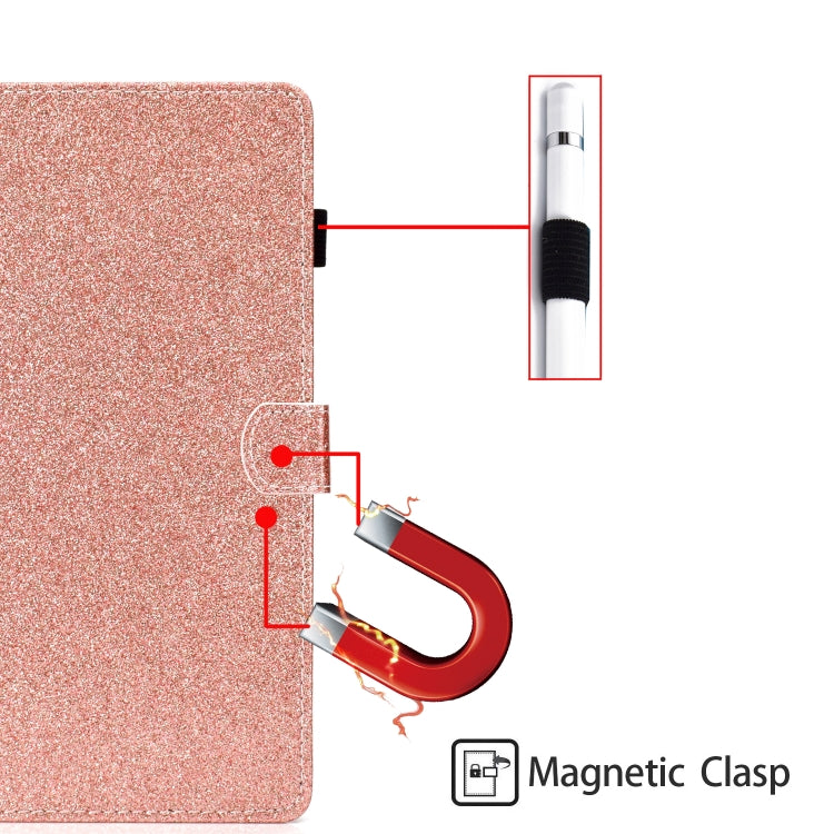 For Samsung Galaxy Tab A9 Glitter Powder Smart PU Tablet Case with Sleep / Wake-up Function(Rose Gold) - Galaxy Tab A9 by buy2fix | Online Shopping UK | buy2fix