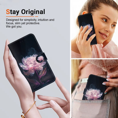 For Motorola Moto G Power 5G 2024 Crystal Texture Colored Drawing Leather Phone Case(Purple Peony) by buy2fix
