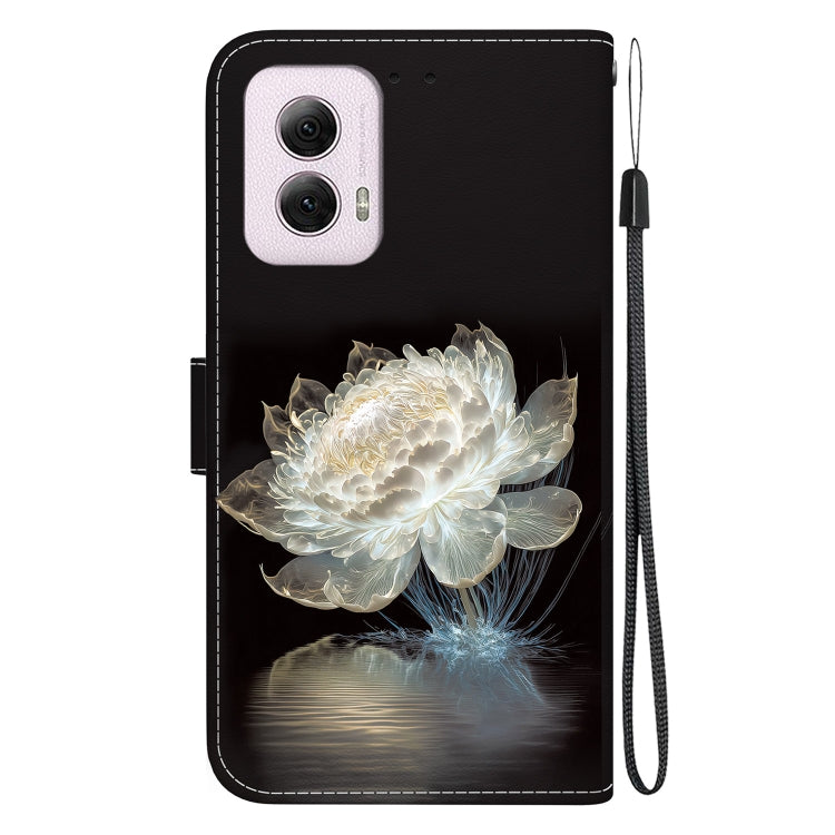 For Motorola Moto G Power 5G 2024 Crystal Texture Colored Drawing Leather Phone Case(Crystal Peony) by buy2fix