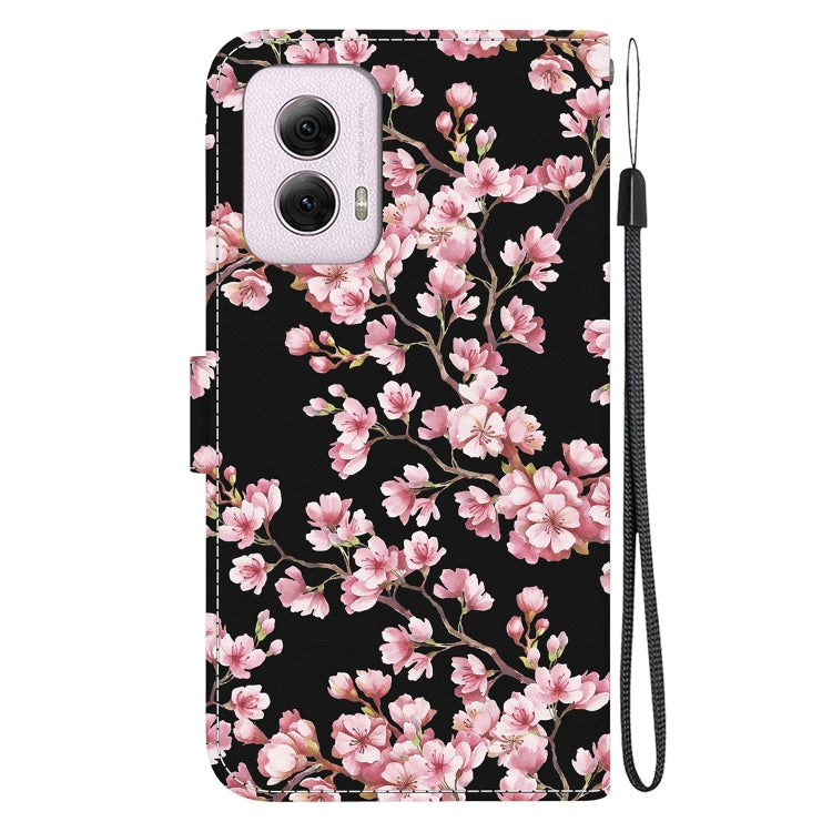 For Motorola Moto G Power 5G 2024 Crystal Texture Colored Drawing Leather Phone Case(Plum Bossom) by buy2fix