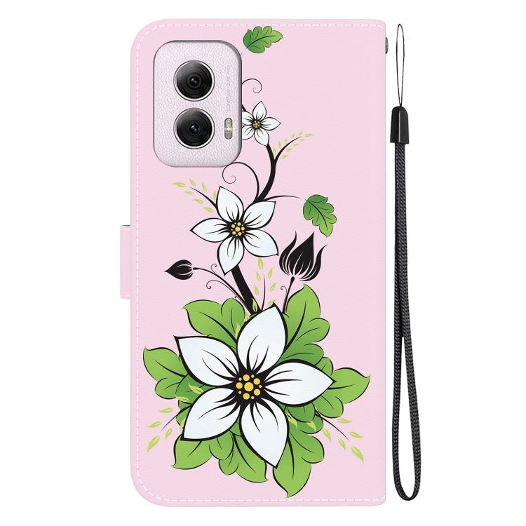 For Motorola Moto G Power 5G 2024 Crystal Texture Colored Drawing Leather Phone Case(Lily) by buy2fix