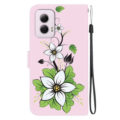 For Motorola Moto G Power 5G 2024 Crystal Texture Colored Drawing Leather Phone Case(Lily) by buy2fix