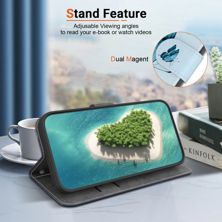 For Motorola Moto G Power 5G 2024 Crystal Texture Colored Drawing Leather Phone Case(Blue Pansies) by buy2fix