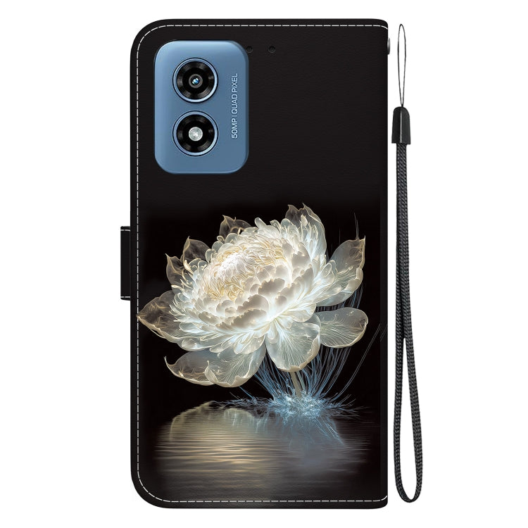 For Motorola Moto G Play 4G 2024 Crystal Texture Colored Drawing Leather Phone Case(Crystal Peony) by buy2fix