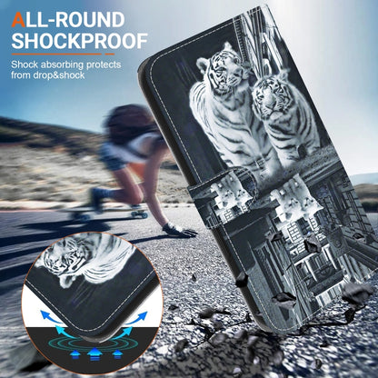 For Motorola Moto G Play 4G 2024 Crystal Texture Colored Drawing Leather Phone Case(Cat Tiger Reflection) by buy2fix