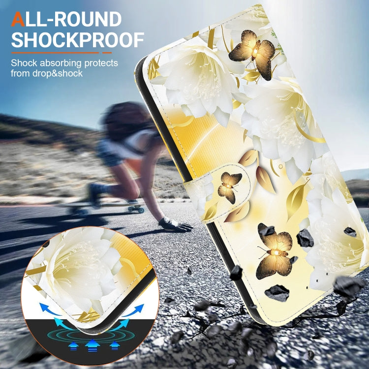 For Motorola Moto G Play 4G 2024 Crystal Texture Colored Drawing Leather Phone Case(Gold Butterfly Epiphyllum) by buy2fix