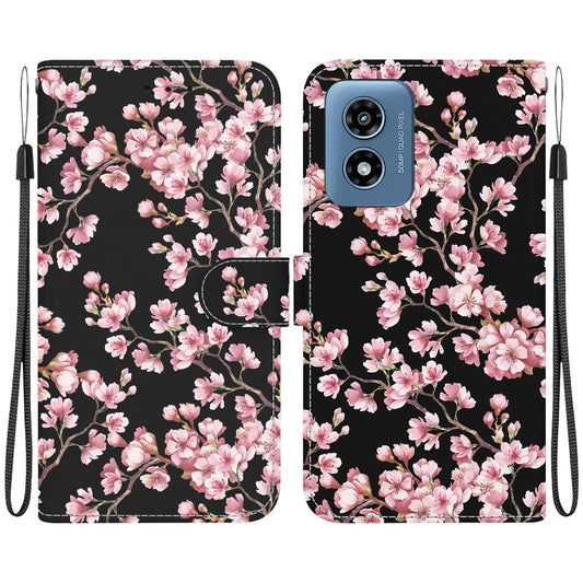 For Motorola Moto G Play 4G 2024 Crystal Texture Colored Drawing Leather Phone Case(Plum Bossom) by buy2fix