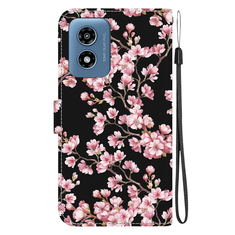 For Motorola Moto G Play 4G 2024 Crystal Texture Colored Drawing Leather Phone Case(Plum Bossom) by buy2fix