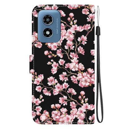 For Motorola Moto G Play 4G 2024 Crystal Texture Colored Drawing Leather Phone Case(Plum Bossom) by buy2fix