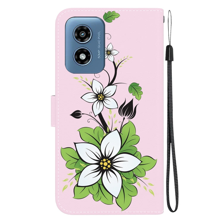 For Motorola Moto G Play 4G 2024 Crystal Texture Colored Drawing Leather Phone Case(Lily) by buy2fix