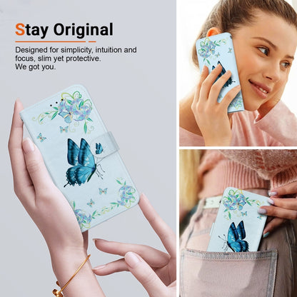For Motorola Moto G Play 4G 2024 Crystal Texture Colored Drawing Leather Phone Case(Blue Pansies) by buy2fix
