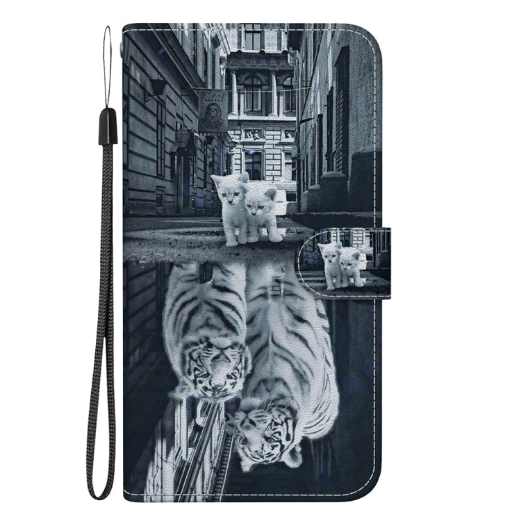For Motorola Edge 2024 Crystal Texture Colored Drawing Leather Phone Case(Cat Tiger Reflection) by buy2fix