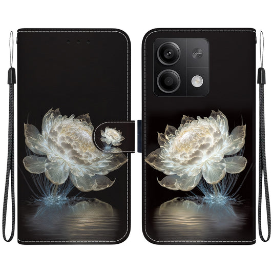 For Xiaomi Redmi Note 13 5G Crystal Texture Colored Drawing Leather Phone Case(Crystal Peony) - Xiaomi Cases by buy2fix | Online Shopping UK | buy2fix