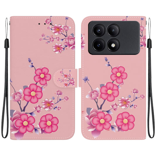 For Xiaomi Redmi K70E / Poco X6 Pro Crystal Texture Colored Drawing Leather Phone Case(Cherry Blossoms) - Xiaomi Cases by buy2fix | Online Shopping UK | buy2fix