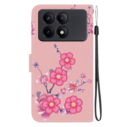 For Xiaomi Redmi K70E / Poco X6 Pro Crystal Texture Colored Drawing Leather Phone Case(Cherry Blossoms) - Xiaomi Cases by buy2fix | Online Shopping UK | buy2fix