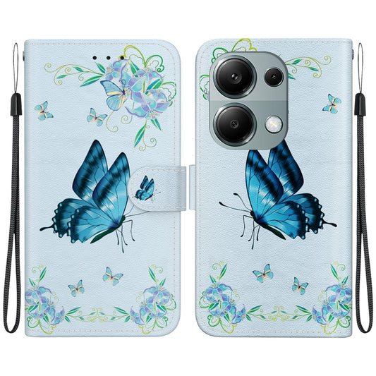 For Xiaomi Redmi Note 13 Pro 4G Crystal Texture Colored Drawing Leather Phone Case(Blue Pansies) - Xiaomi Cases by buy2fix | Online Shopping UK | buy2fix