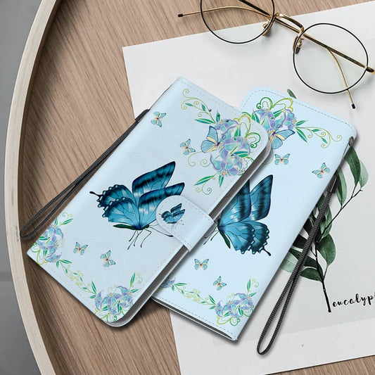 For Xiaomi Redmi Note 13 Pro 4G Crystal Texture Colored Drawing Leather Phone Case(Blue Pansies) - Xiaomi Cases by buy2fix | Online Shopping UK | buy2fix