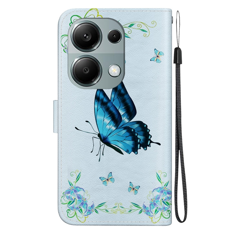 For Xiaomi Redmi Note 13 Pro 4G Crystal Texture Colored Drawing Leather Phone Case(Blue Pansies) - Xiaomi Cases by buy2fix | Online Shopping UK | buy2fix