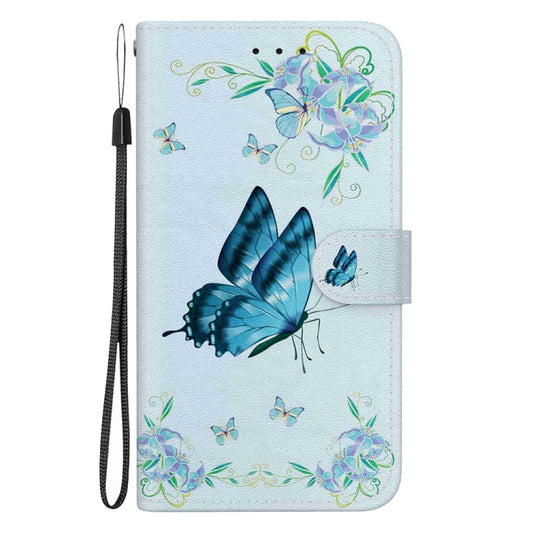 For OPPO A38 4G / A18 Crystal Texture Colored Drawing Leather Phone Case(Blue Pansies) - OPPO Cases by buy2fix | Online Shopping UK | buy2fix