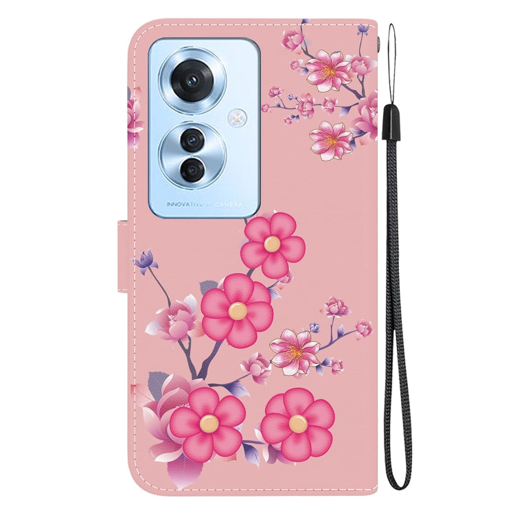 For OPPO Reno11 F Global Crystal Texture Colored Drawing Leather Phone Case(Cherry Blossoms) - OPPO Cases by buy2fix | Online Shopping UK | buy2fix