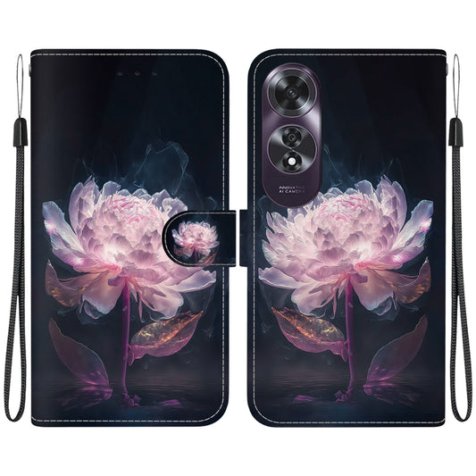 For OPPO A60 4G Crystal Texture Colored Drawing Leather Phone Case(Purple Peony) by buy2fix