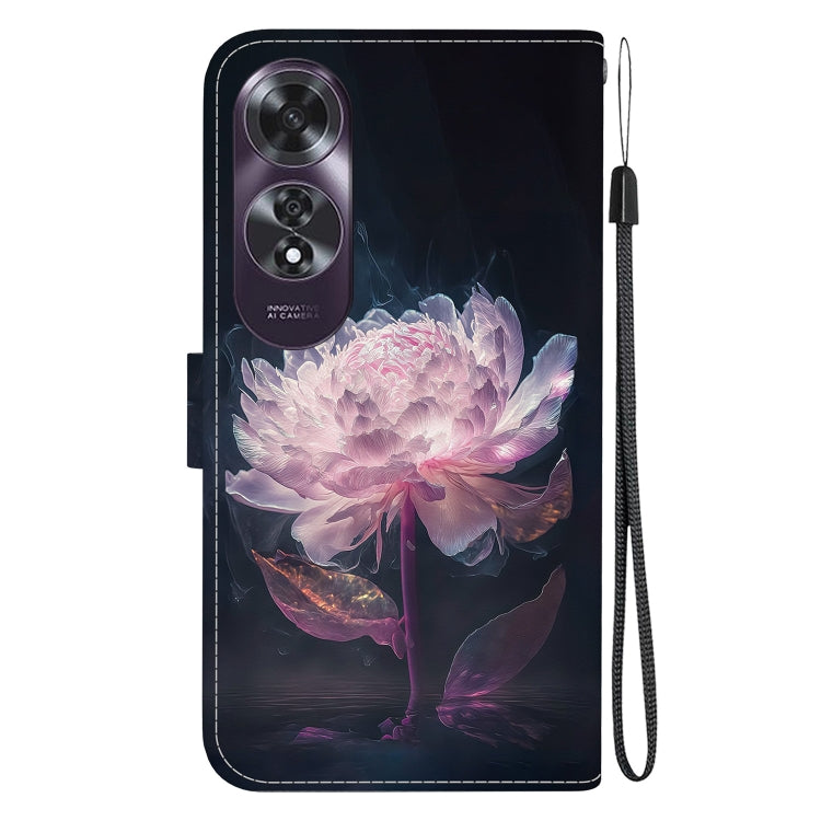 For OPPO A60 4G Crystal Texture Colored Drawing Leather Phone Case(Purple Peony) by buy2fix