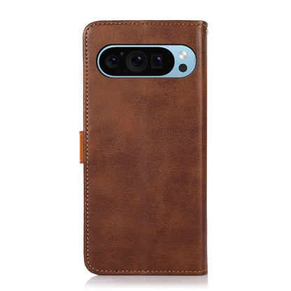 For Google Pixel 9 KHAZNEH Dual-color Cowhide Texture Flip Leather Phone Case(Brown) by buy2fix