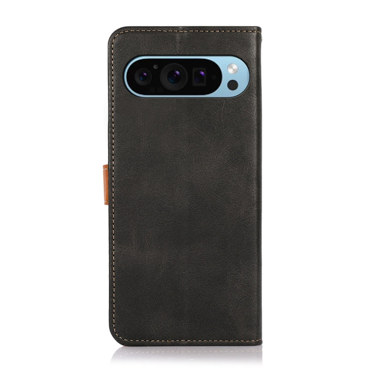 For Google Pixel 9 KHAZNEH Dual-color Cowhide Texture Flip Leather Phone Case(Black) by buy2fix