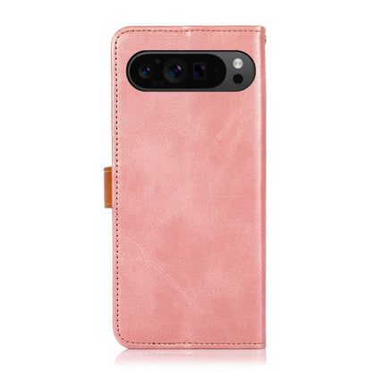 For Google Pixel 9 Pro KHAZNEH Dual-color Cowhide Texture Flip Leather Phone Case(Rose Gold) by buy2fix