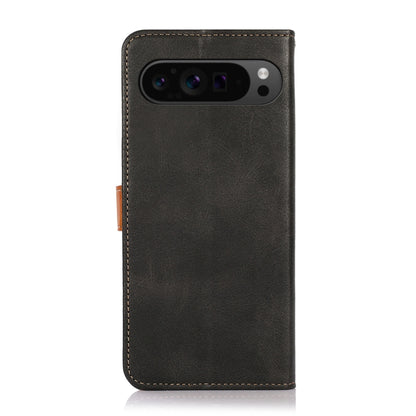 For Google Pixel 9 Pro KHAZNEH Dual-color Cowhide Texture Flip Leather Phone Case(Black) by buy2fix