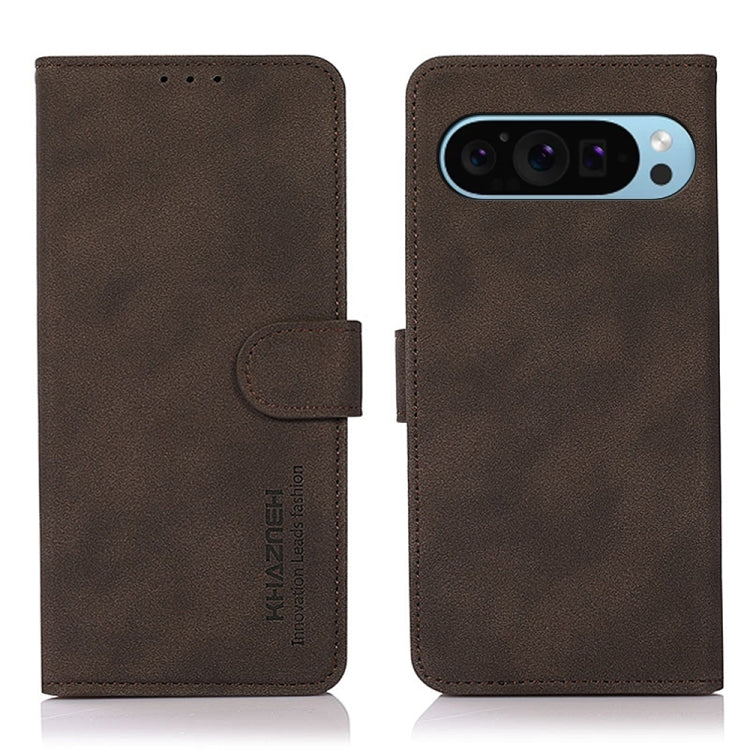 For Google Pixel 9 KHAZNEH Matte Texture Leather Phone Case(Brown) by buy2fix