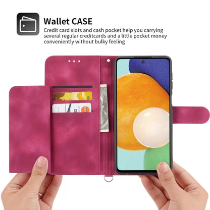 For iPhone 16e Skin-feel Flowers Embossed Wallet Leather Phone Case(Wine Red) by buy2fix