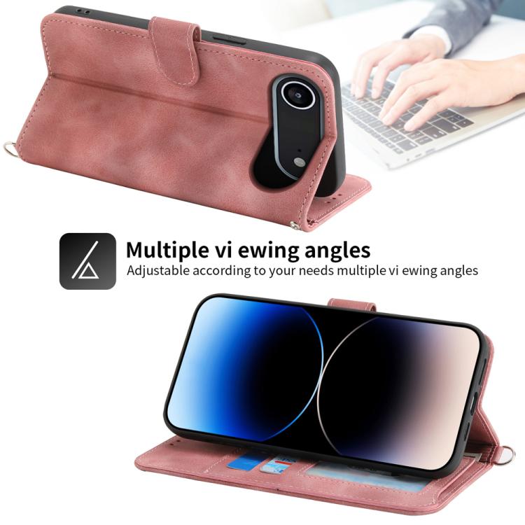 For iPhone Air Skin-feel Flowers Embossed Wallet Leather Phone Case(Pink) - iPhone Air Cases by buy2fix | Online Shopping UK | buy2fix