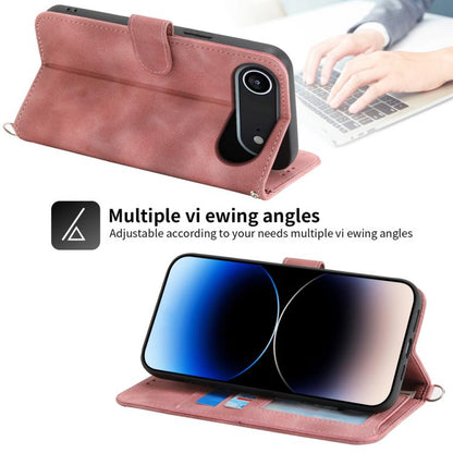 For iPhone Air Skin-feel Flowers Embossed Wallet Leather Phone Case(Pink) - iPhone Air Cases by buy2fix | Online Shopping UK | buy2fix