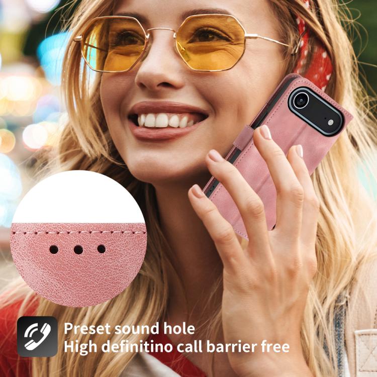 For iPhone Air Skin-feel Flowers Embossed Wallet Leather Phone Case(Pink) - iPhone Air Cases by buy2fix | Online Shopping UK | buy2fix