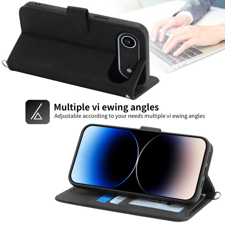 For iPhone Air Skin-feel Flowers Embossed Wallet Leather Phone Case(Black) - iPhone Air Cases by buy2fix | Online Shopping UK | buy2fix