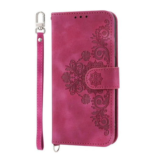 For iPhone Air Skin-feel Flowers Embossed Wallet Leather Phone Case(Wine Red) - iPhone Air Cases by buy2fix | Online Shopping UK | buy2fix