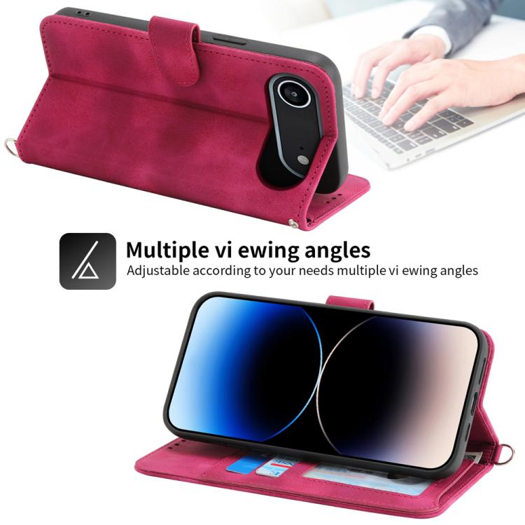 For iPhone Air Skin-feel Flowers Embossed Wallet Leather Phone Case(Wine Red) - iPhone Air Cases by buy2fix | Online Shopping UK | buy2fix