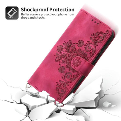 For iPhone Air Skin-feel Flowers Embossed Wallet Leather Phone Case(Wine Red) - iPhone Air Cases by buy2fix | Online Shopping UK | buy2fix