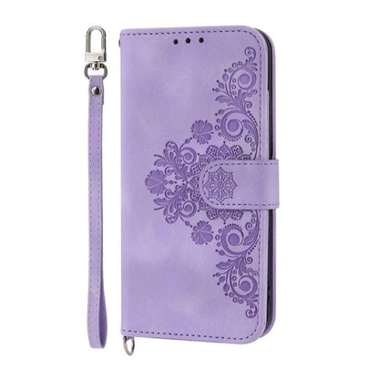 For iPhone Air Skin-feel Flowers Embossed Wallet Leather Phone Case(Purple) - iPhone Air Cases by buy2fix | Online Shopping UK | buy2fix