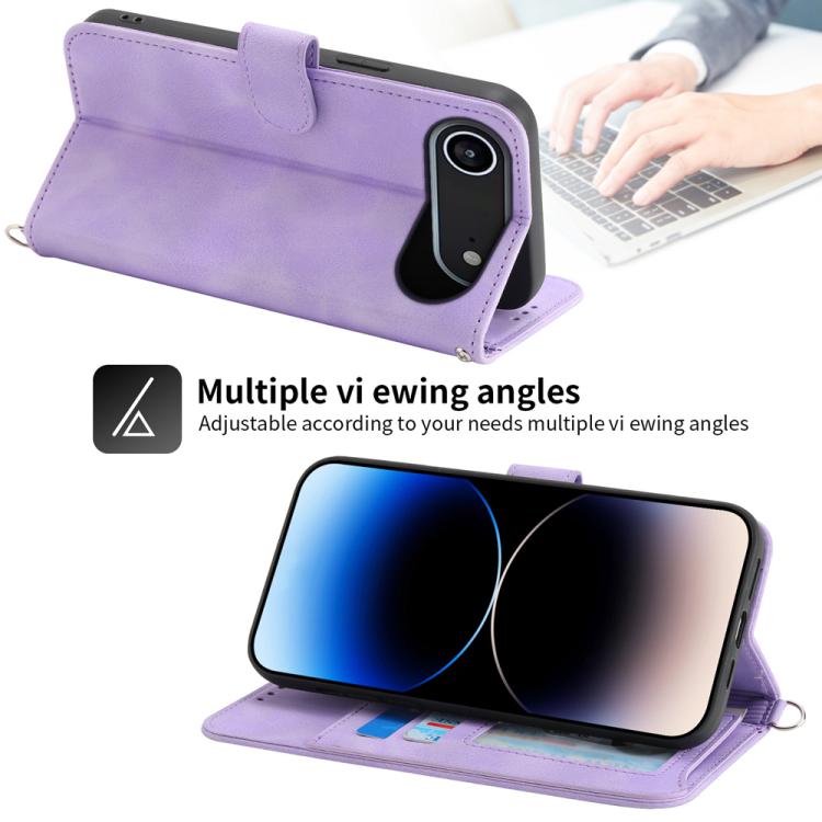 For iPhone Air Skin-feel Flowers Embossed Wallet Leather Phone Case(Purple) - iPhone Air Cases by buy2fix | Online Shopping UK | buy2fix