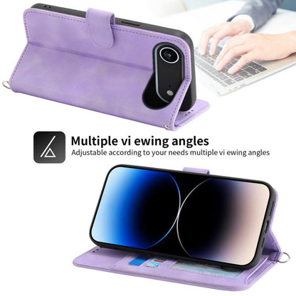 For iPhone Air Skin-feel Flowers Embossed Wallet Leather Phone Case(Purple) - iPhone Air Cases by buy2fix | Online Shopping UK | buy2fix