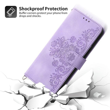 For iPhone Air Skin-feel Flowers Embossed Wallet Leather Phone Case(Purple) - iPhone Air Cases by buy2fix | Online Shopping UK | buy2fix