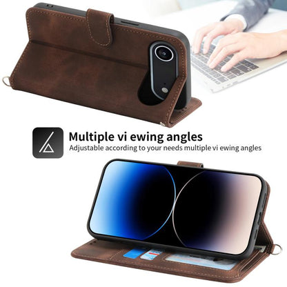 For iPhone Air Skin-feel Flowers Embossed Wallet Leather Phone Case(Brown) - iPhone Air Cases by buy2fix | Online Shopping UK | buy2fix