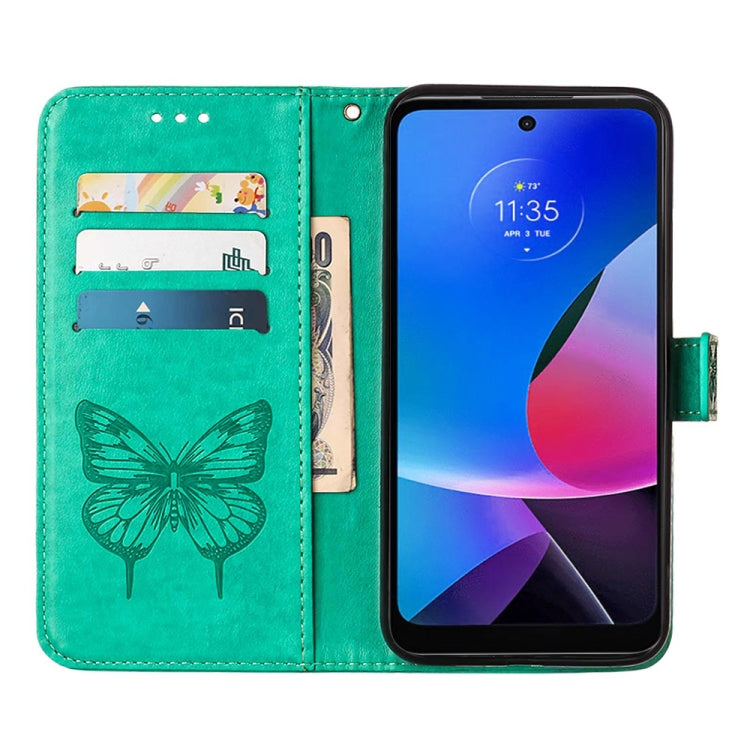 For Motorola Moto G Play 4G 2024 Embossed Butterfly Leather Phone Case(Green) by buy2fix