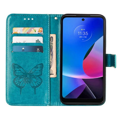 For Motorola Moto G Play 4G 2024 Embossed Butterfly Leather Phone Case(Blue) by buy2fix