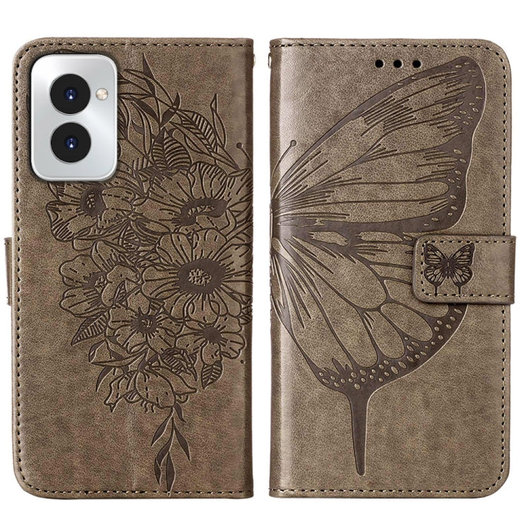For Motorola Moto G Power 5G 2024 Embossed Butterfly Leather Phone Case(Grey) by buy2fix