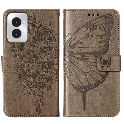 For Motorola Moto G Power 5G 2024 Embossed Butterfly Leather Phone Case(Grey) by buy2fix