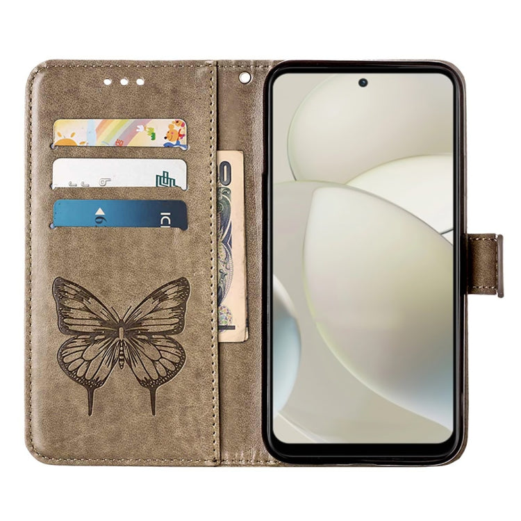 For Motorola Moto G Power 5G 2024 Embossed Butterfly Leather Phone Case(Grey) by buy2fix